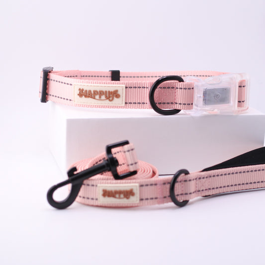 HAPPUP GLOW Set – Strawberry Soufflé (Collar + Leash)