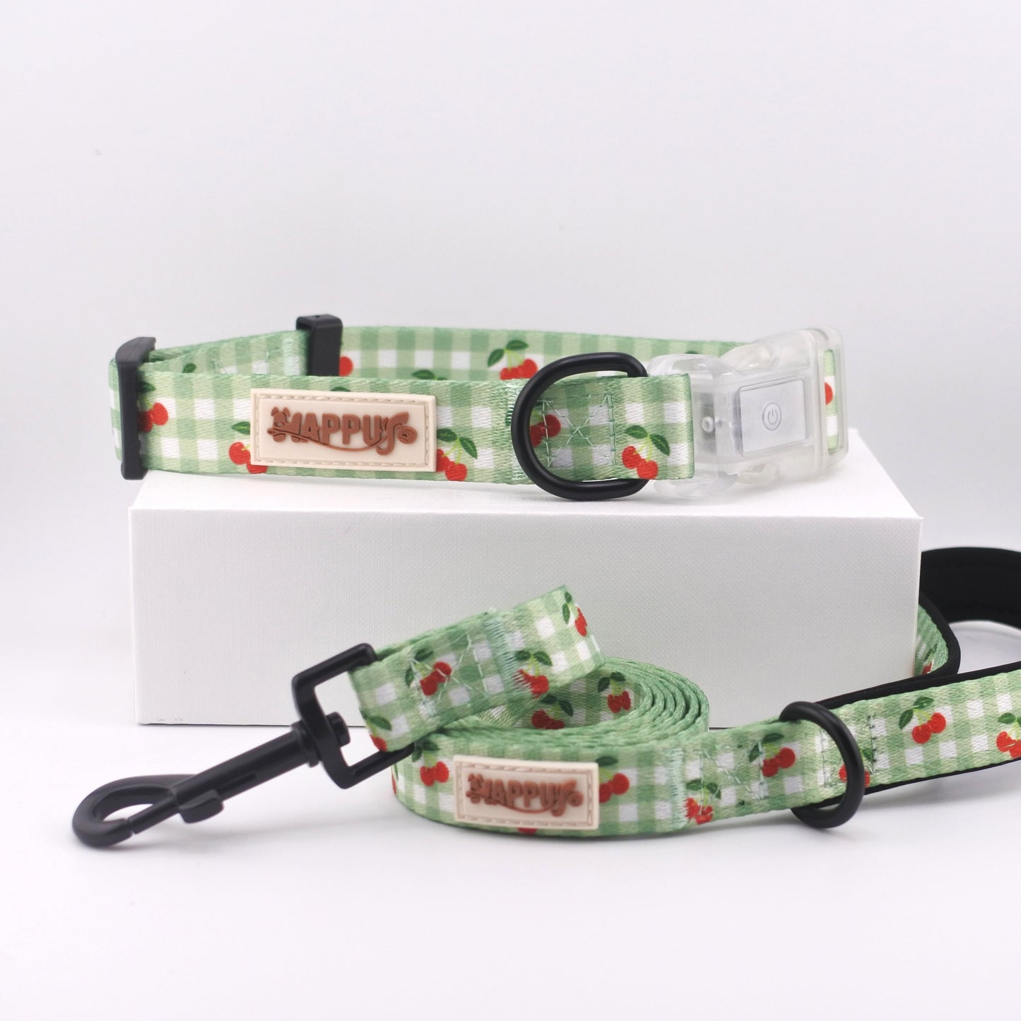 HAPPUP GLOW Set β Cherry Pop (Collar + Leash)