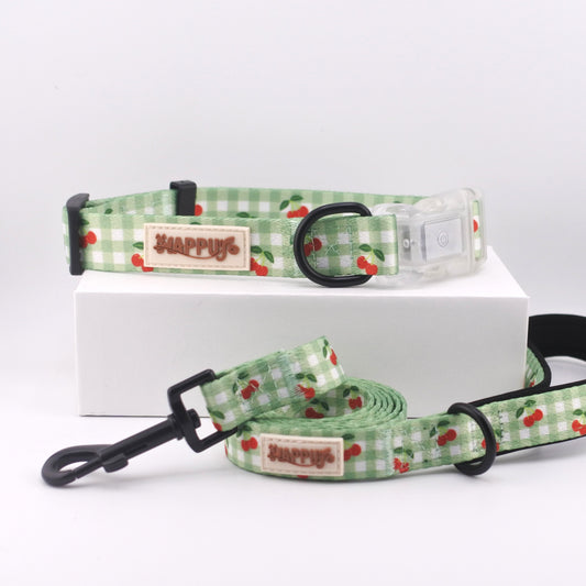 HAPPUP GLOW Set – Cherry Pop (Collar + Leash)