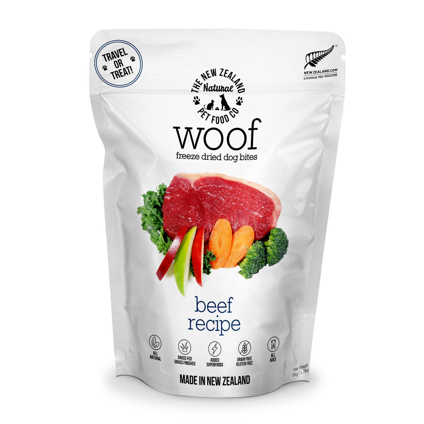 WOOF - Freeze Dried Dog Treat - Beef 50g