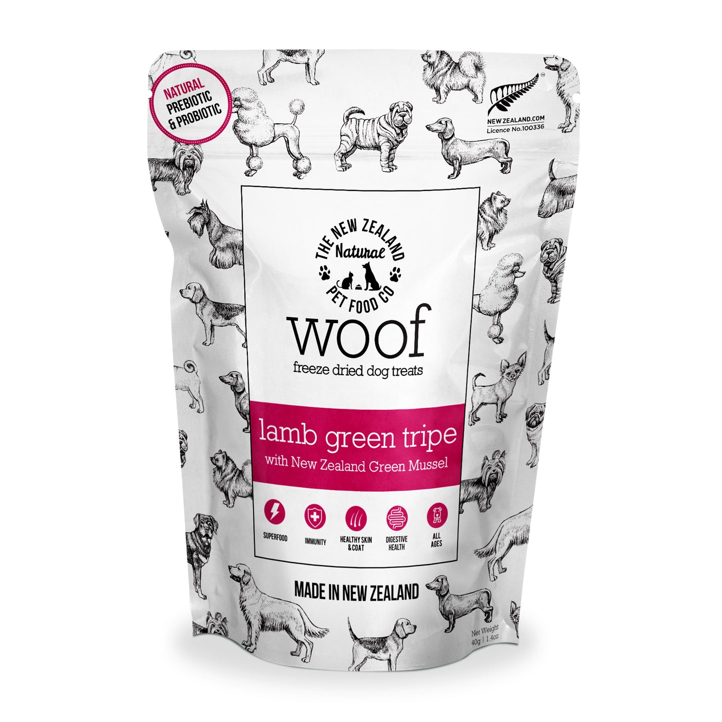 WOOF - Freeze Dried Dog Treat - Lamb Green Tripe 40g