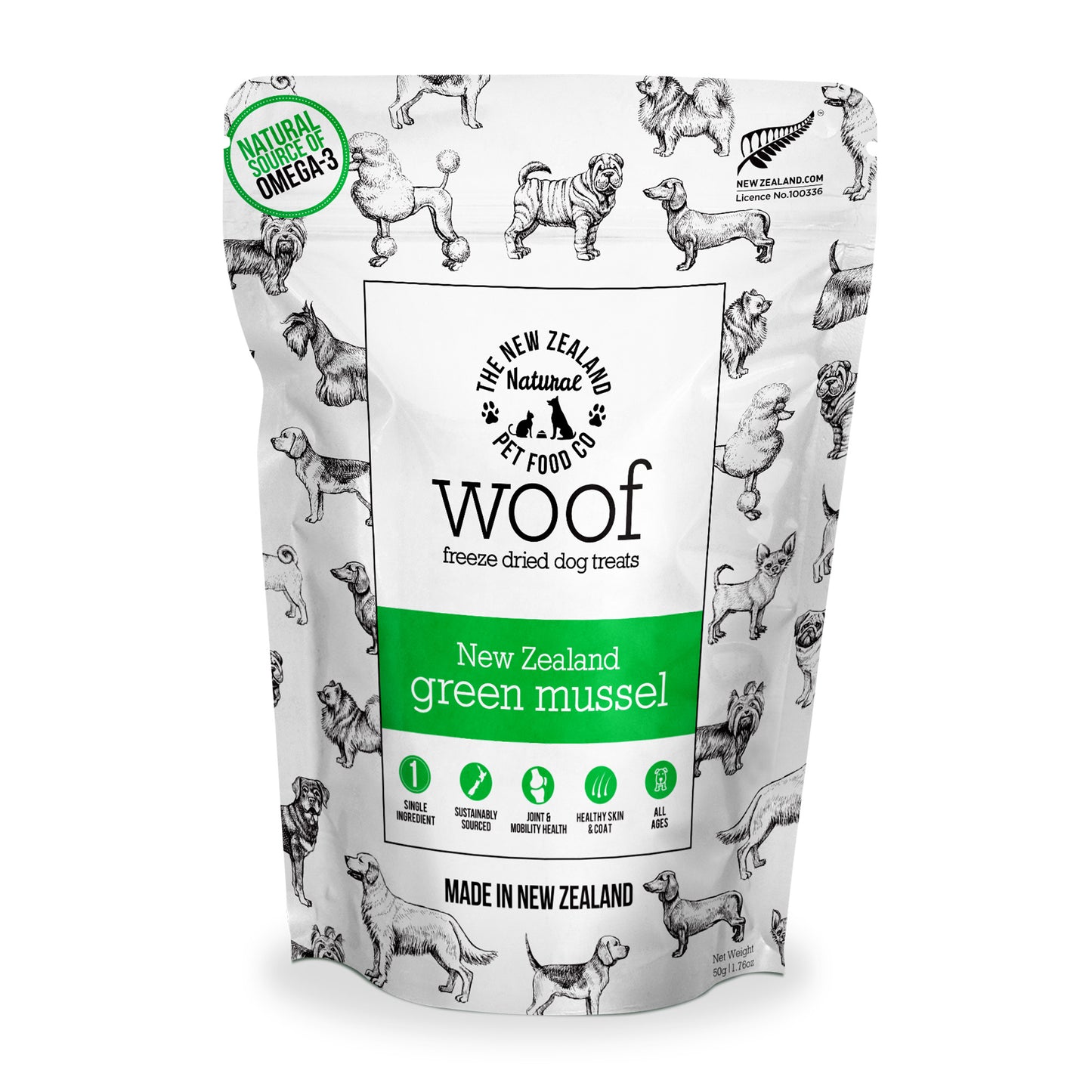 WOOF - Freeze Dried NZ Mussels Treat - 50g