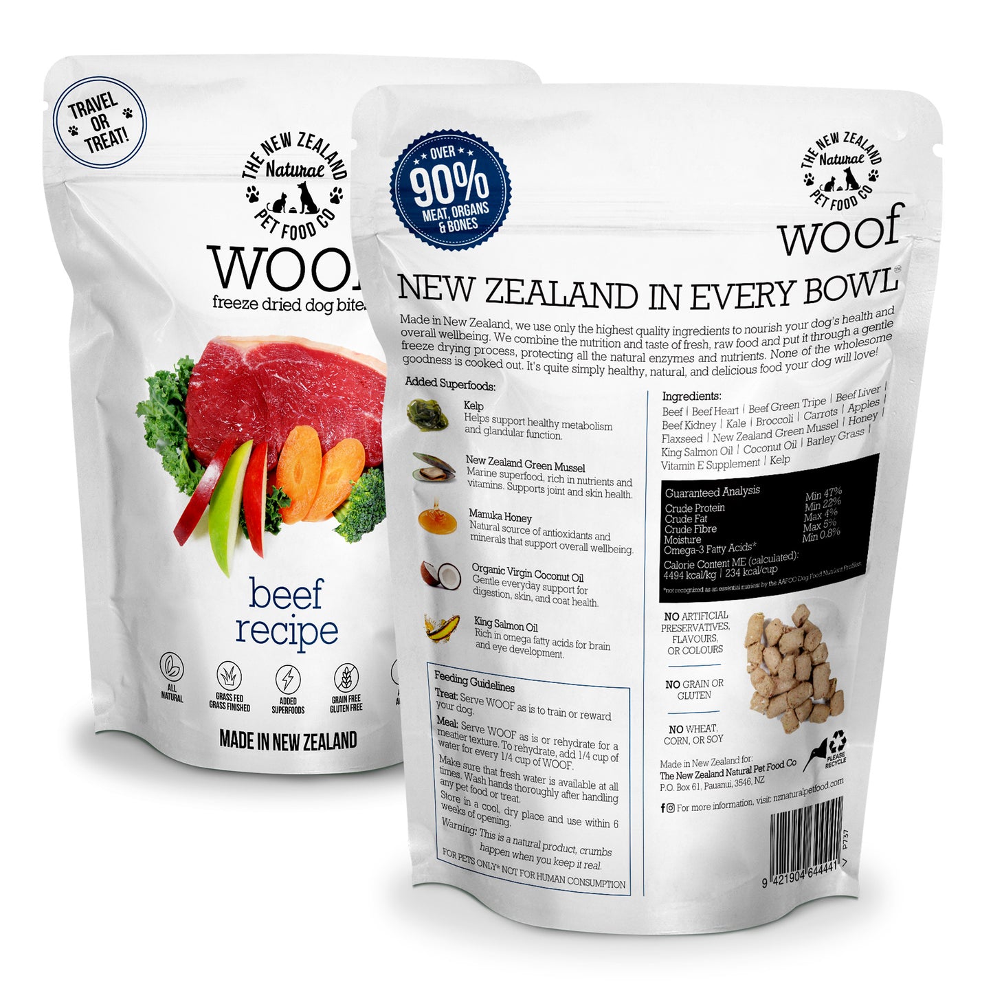 WOOF - Freeze Dried Dog Treat - Beef 50g