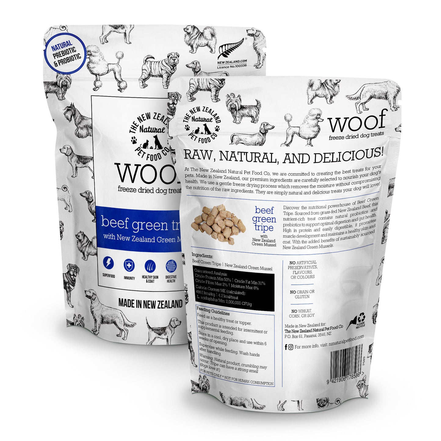 WOOF - Freeze Dried Dig Treat - Beef Green Tripe 40g