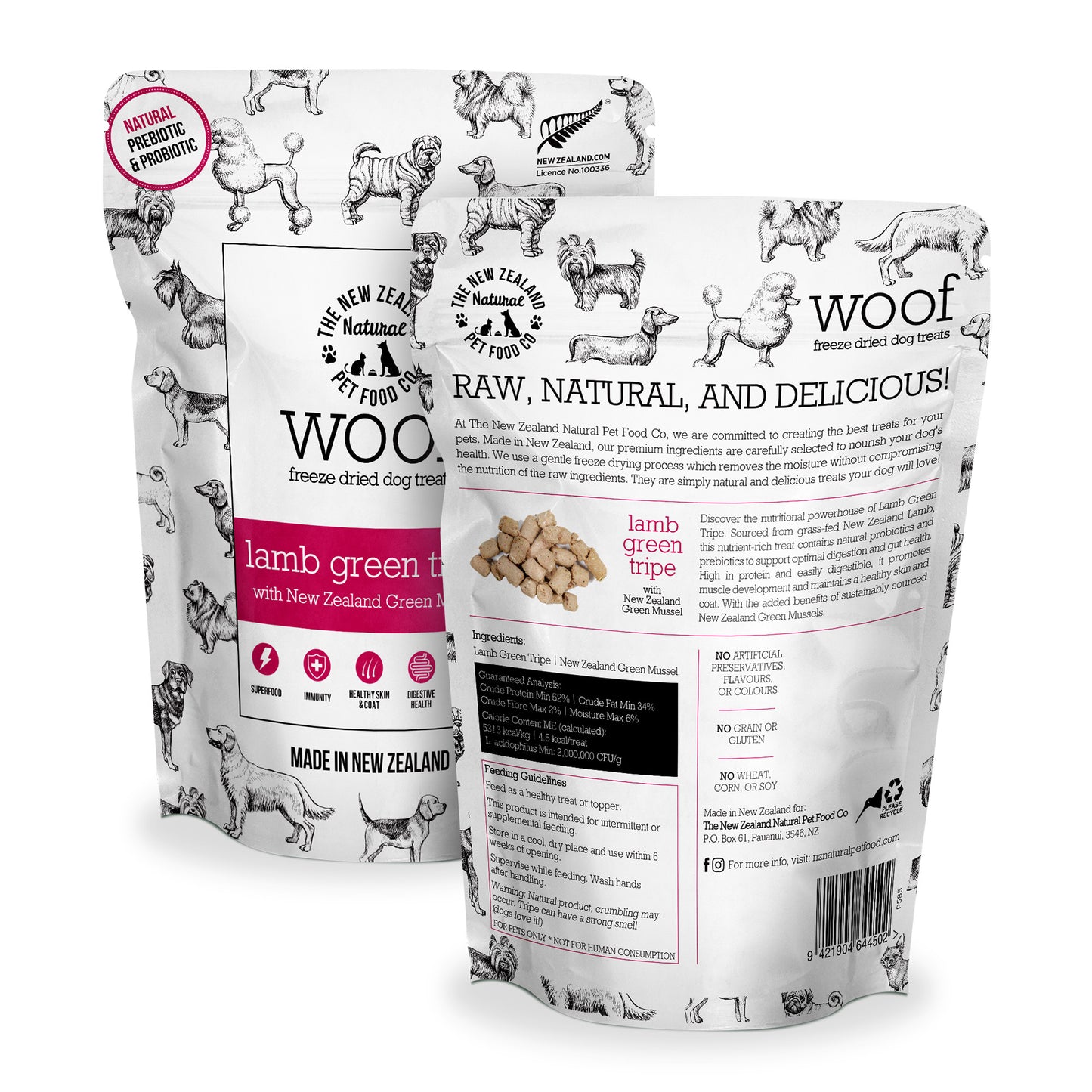 WOOF - Freeze Dried Dog Treat - Lamb Green Tripe 40g