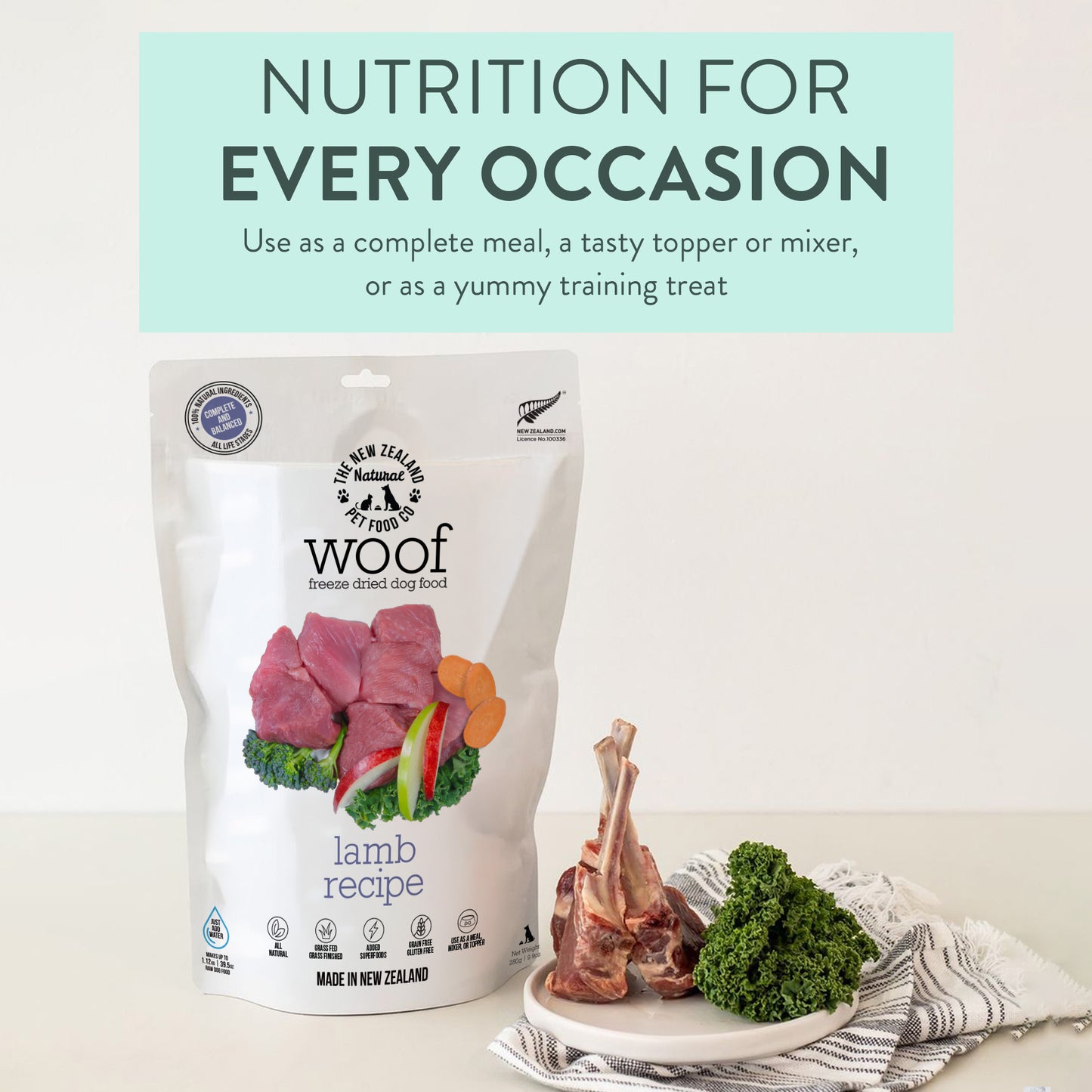 WOOF - Freeze Dried Dog Treat - Lamb 50g