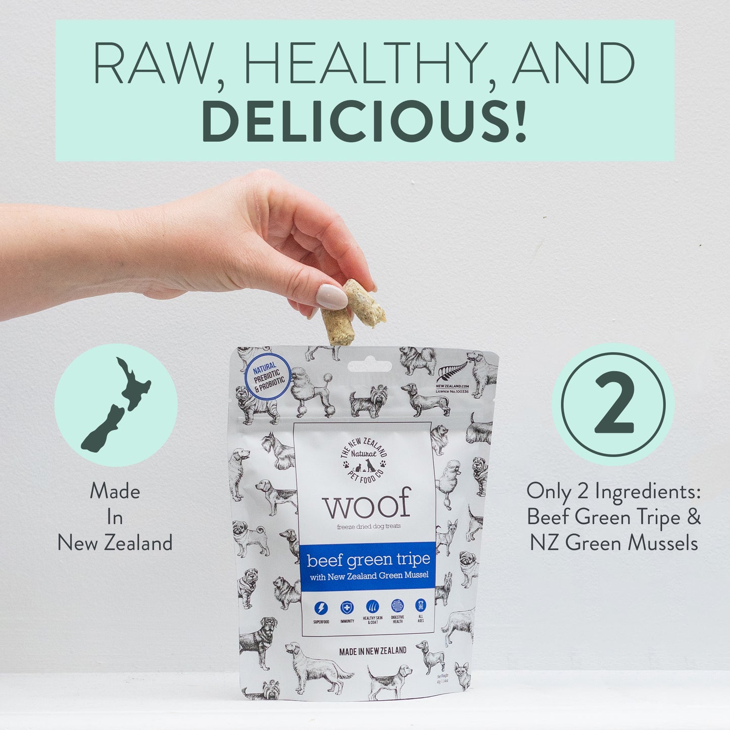 WOOF - Freeze Dried Dig Treat - Beef Green Tripe 40g