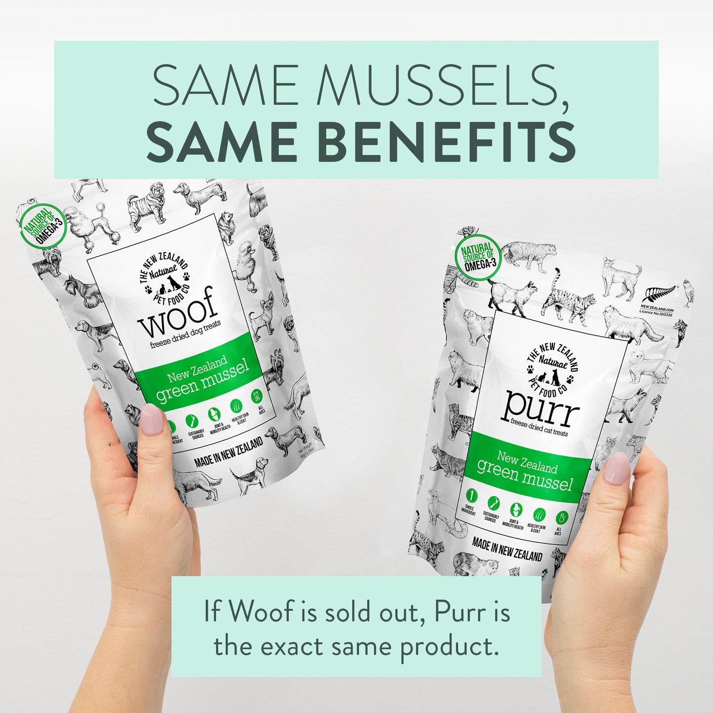 WOOF - Freeze Dried NZ Mussels Treat - 50g