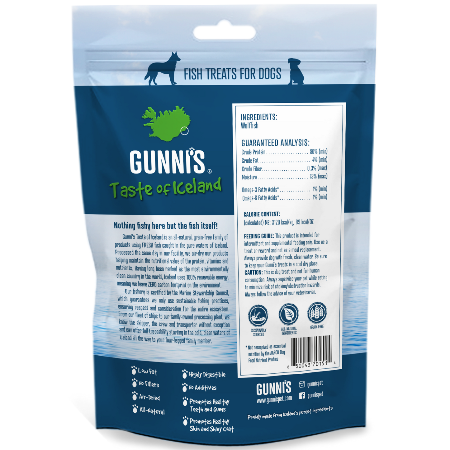 Gunni's - Wolffish Wafers Dog Treats 141g