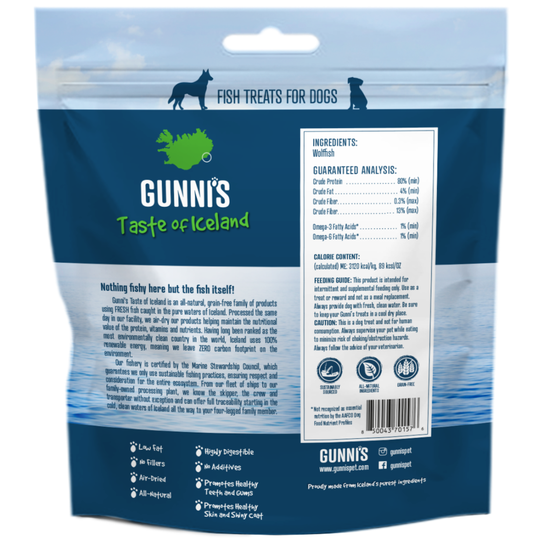 Gunni's  - Wolffish Baby Bites Dog Treats 71g
