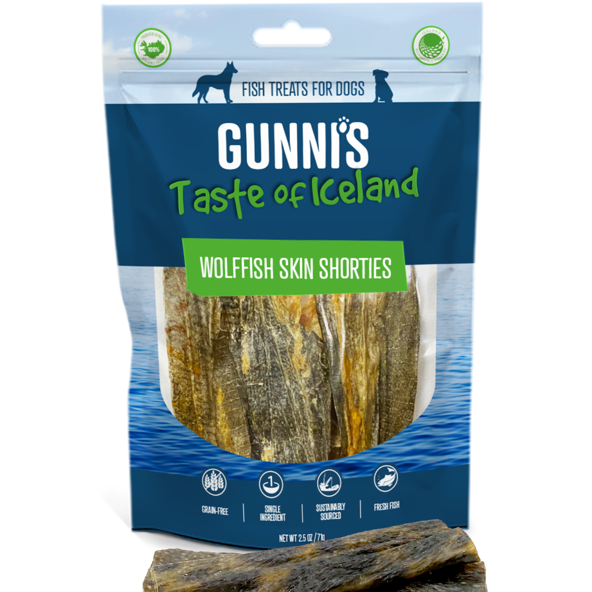 Gunni's - Wolffish Skin Shorties Dog Treats 71g