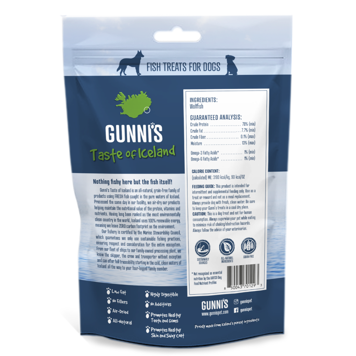 Gunni's - Wolffish Skin Shorties Dog Treats 71g