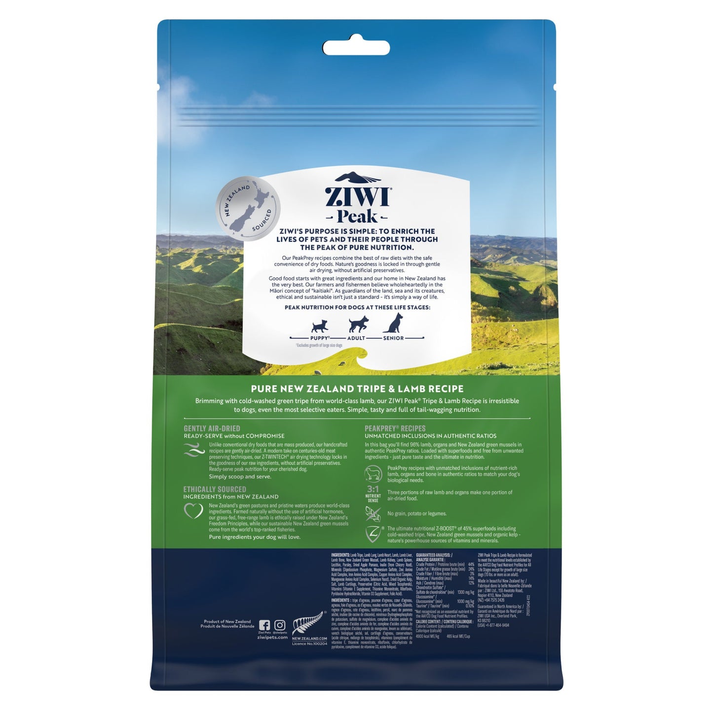 ZIWI Peak - Air-dried Original Series Tripe & Lamb Recipe for dogs 454g