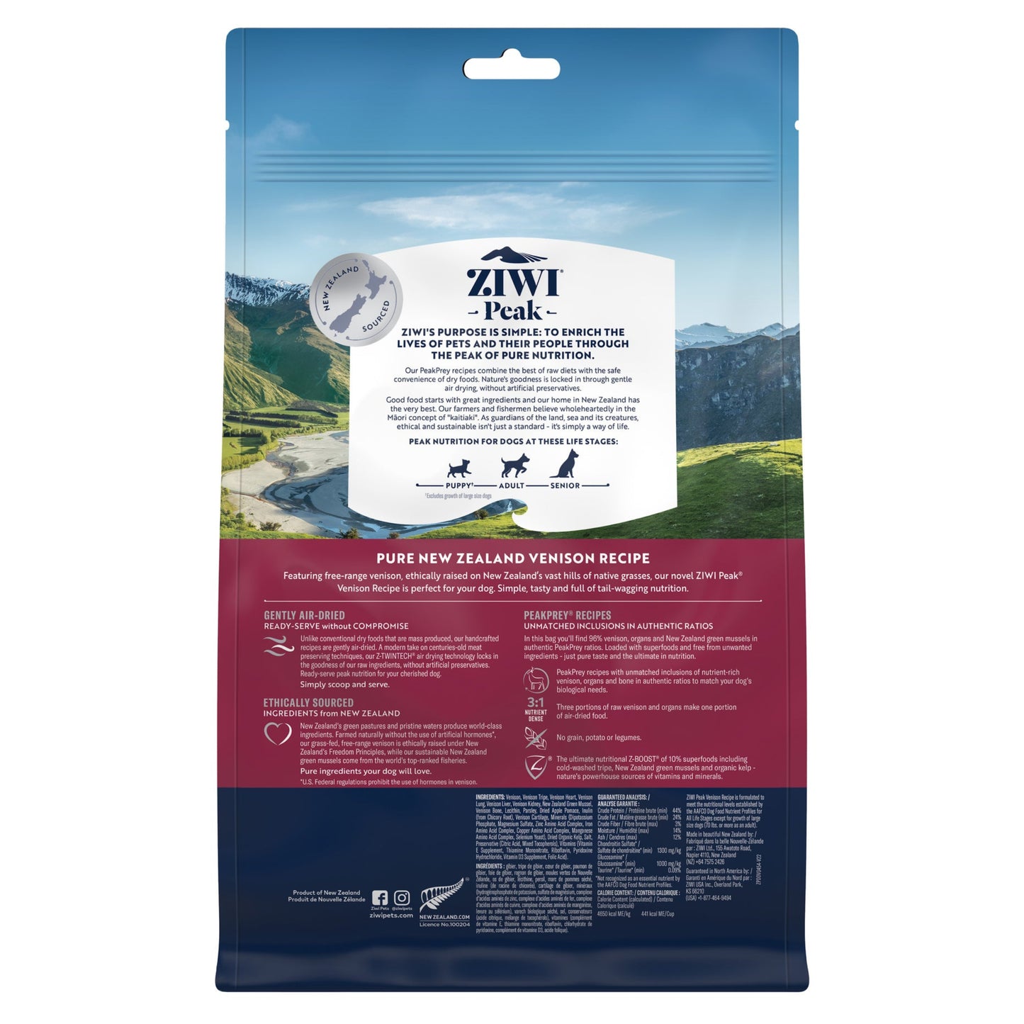 ZIWI Peak - Air-dried Original Series Venison Recipe for dogs 454g