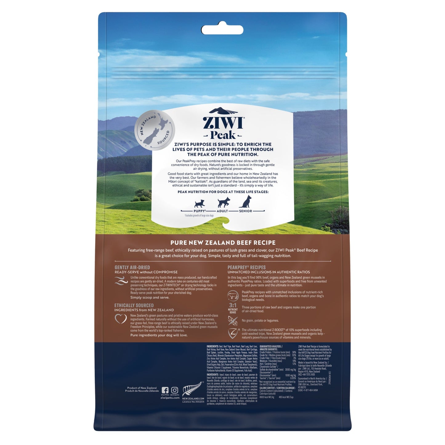 ZIWI Peak - Air-dried Original Series Beef Recipe for dogs 454g