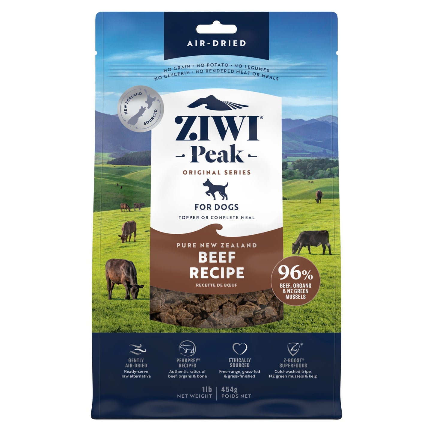 ZIWI Peak - Air-dried Original Series Beef Recipe for dogs 454g